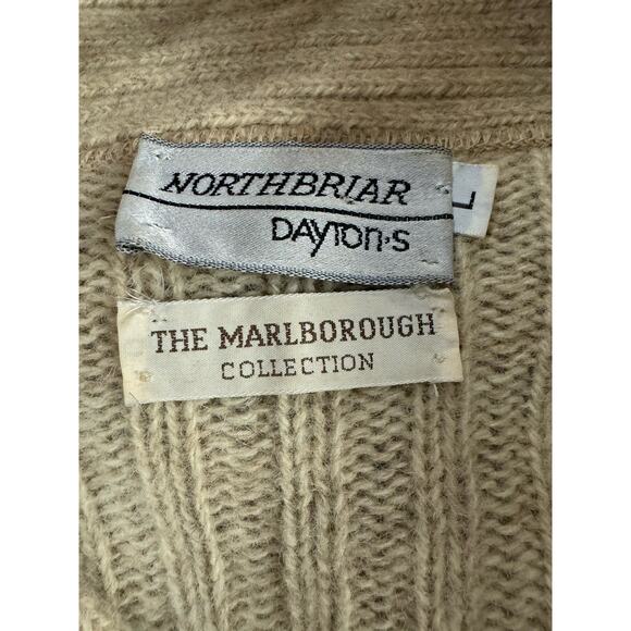 Vintage 70s Collar Cardigan Sweater Cable Knit Button Wool Sweater Mens Size L - Picture 2 of 7